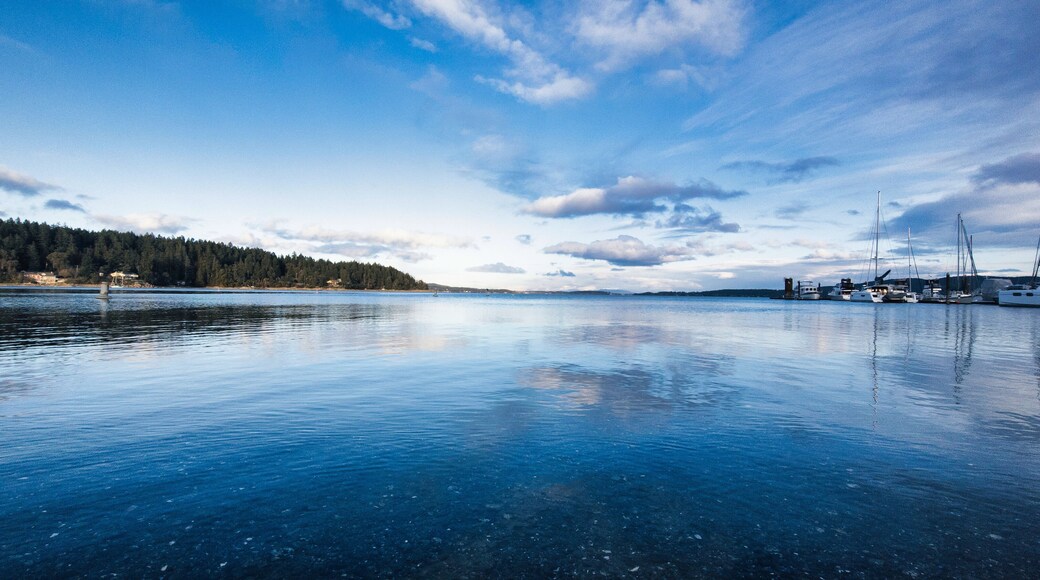 Panoramic view of Mill Bay Marina taken in Vancouver Island, Bc, Canada