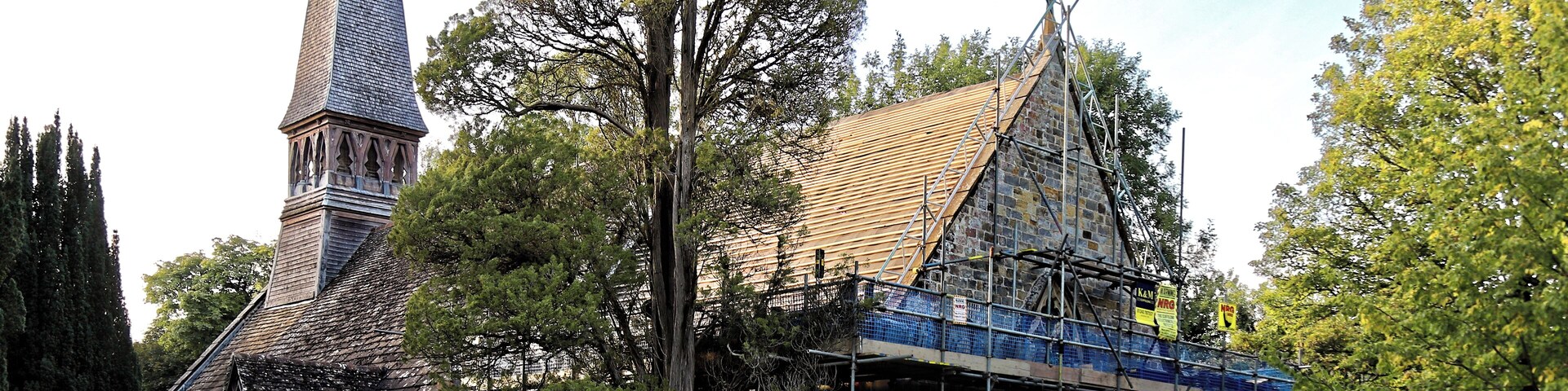 Chancel east end restoration works of the Grade II listed St Andrew's Church on Nuthurst Street (aka Harriots Hill) in the village of Nuthurst, West Sussex, England. Camera: Canon EOS 6D Mark II with Canon EF 24-105mm F4L IS USM lens. Software: File lens-corrected, optimized, perhaps cropped, with DxO OpticsPro 11 Elite, and likely further optimized with Adobe Photoshop CS2.