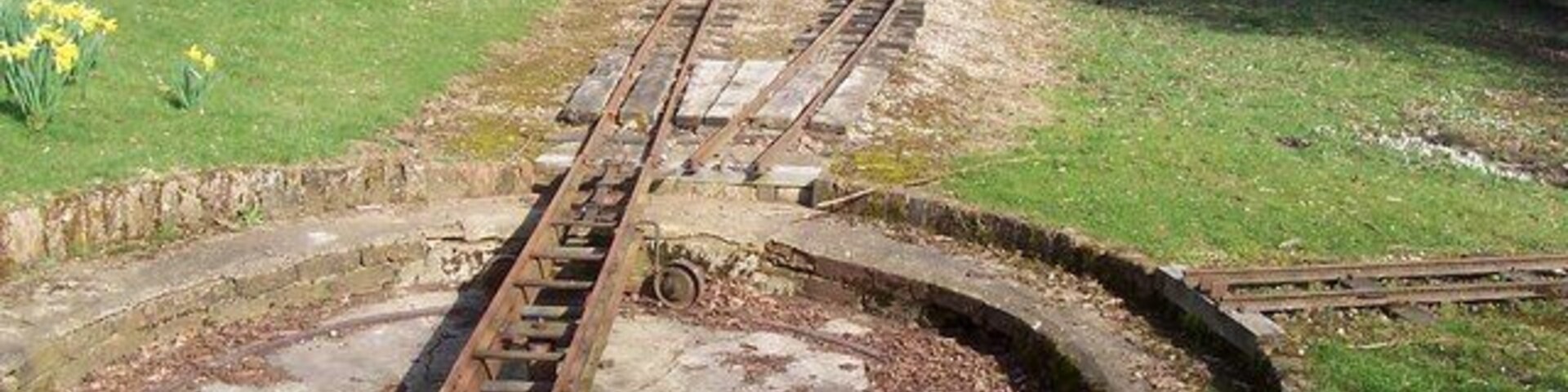 Torry Hill Miniature Railway In Endings Wood, near Coalpit Lane byway. Railway runs around top of hill in woodland.