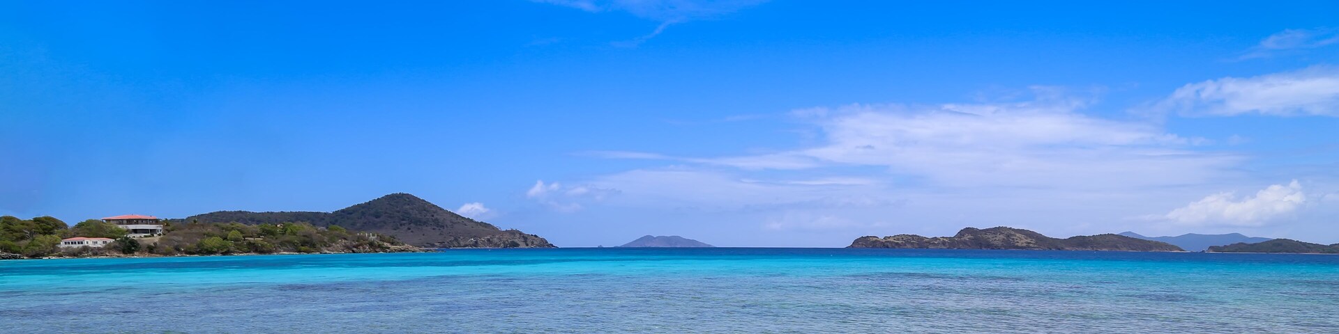 Famous Caribbean Sapphire beach on Saint Thomas island near Charlotte Amalie bay.