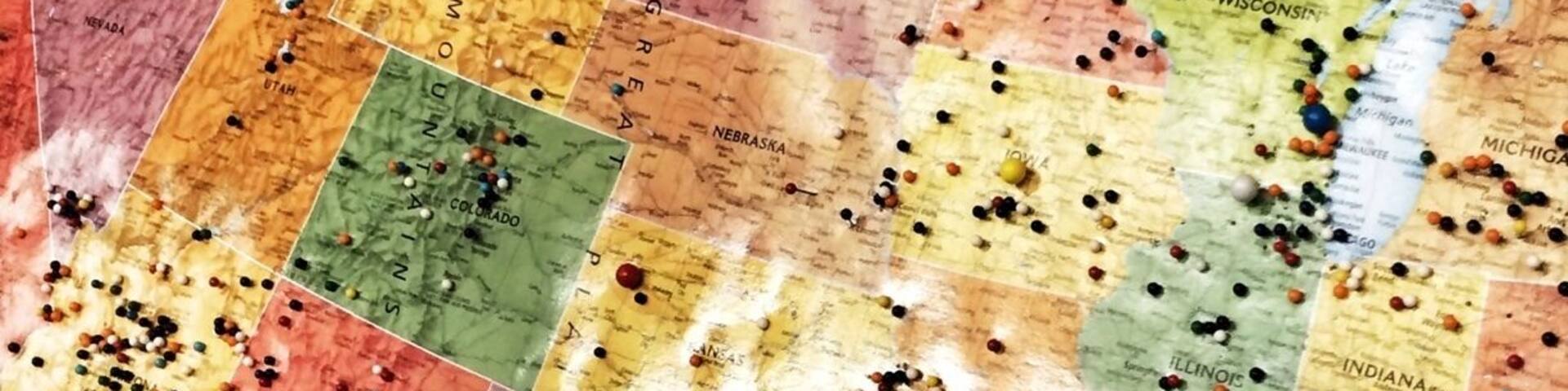 Where are you from come add to a trover like pin board. At the ski lift