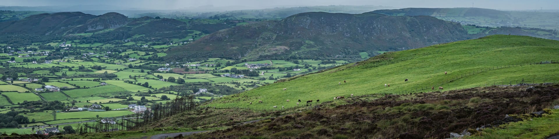 The beautiful scenery of beautiful landscape from the top of Slieve Gullion Forest Park. Photo was taken in Co Armagh, Northern Ireland.