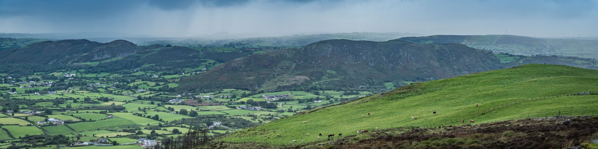 The beautiful scenery of beautiful landscape from the top of Slieve Gullion Forest Park. Photo was taken in Co Armagh, Northern Ireland.