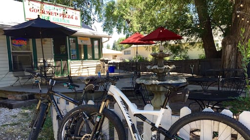 Perfectly located Pizza joint near MTB trails! We earned this!