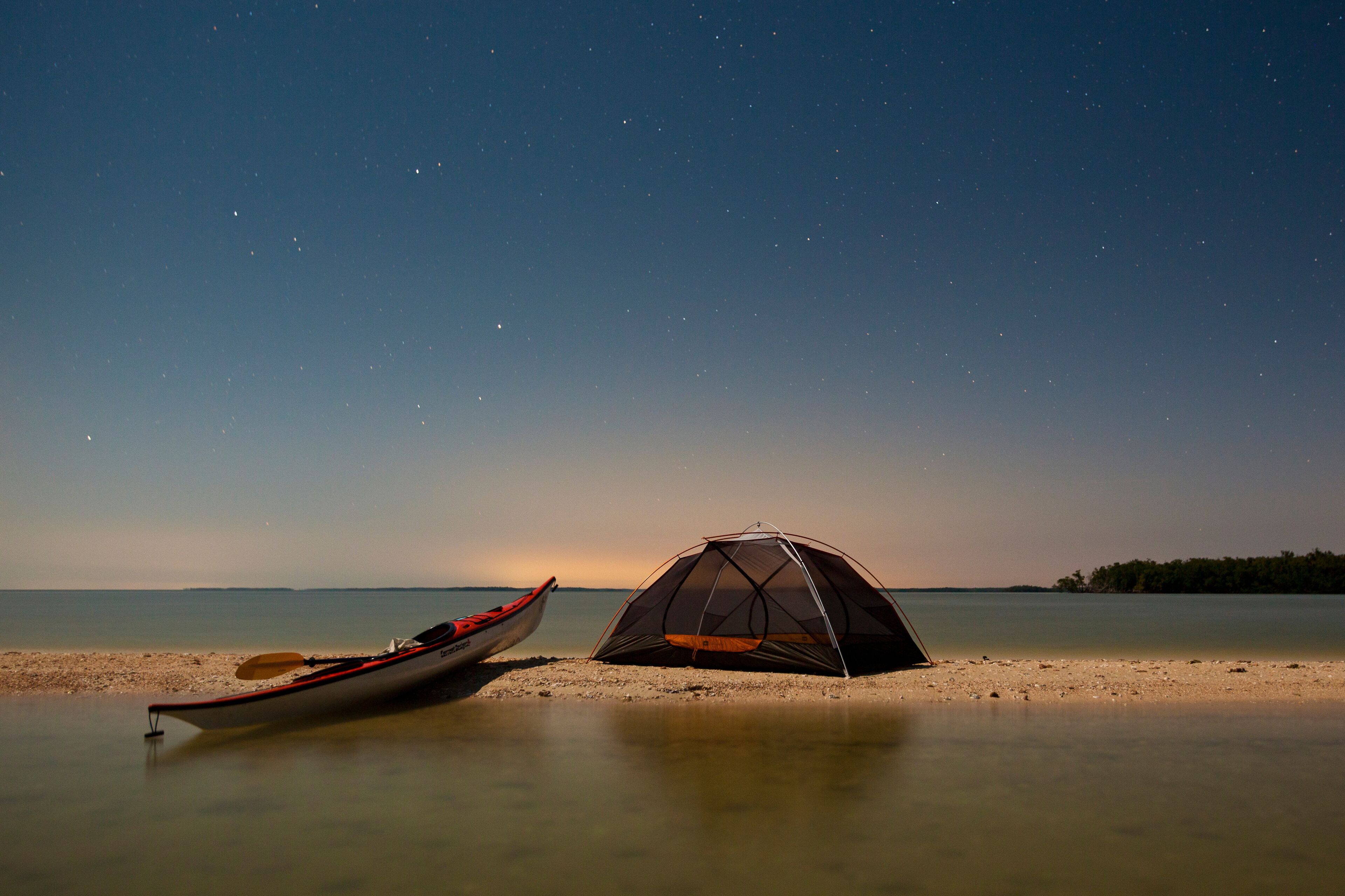 A campsite on Rabbit Key in Everglades National Park and Ten Thousand Islands, Florida.