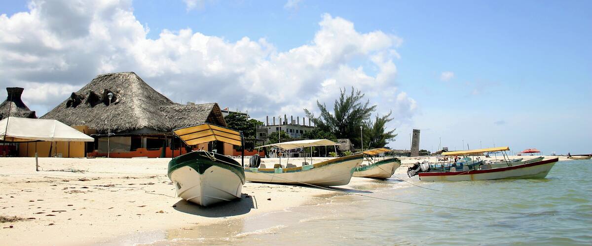 Octopus fishing boats at Celestun on Mexico's Yucatan coast.
