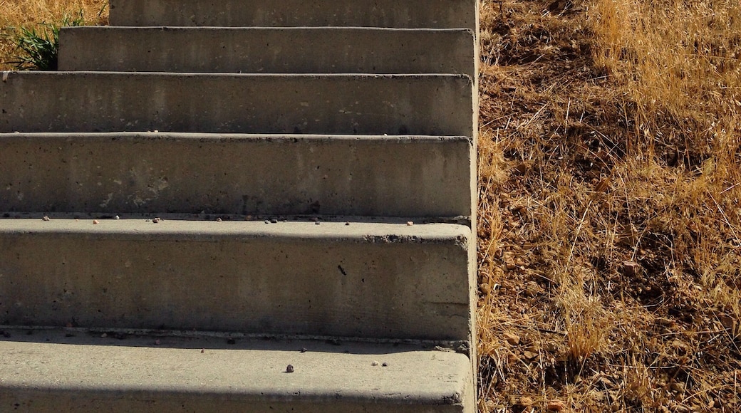 Staircase to the top of a hill in rock rock pass, the outlet for pluvial lake bonneville