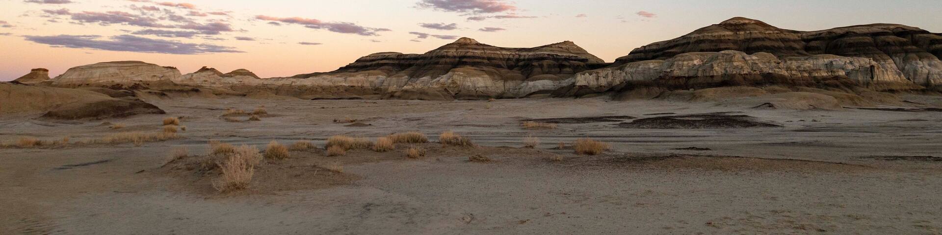 Bisti Badlands rock formation sunset