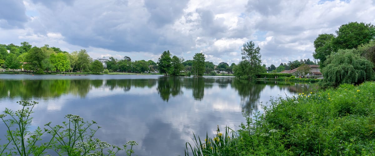 view of the Lac de Christus lake and nature reserve on the outskirts of Saint-Paul-les-Dax