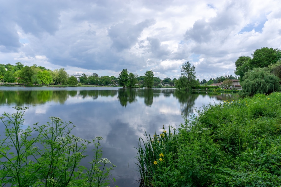 view of the Lac de Christus lake and nature reserve on the outskirts of Saint-Paul-les-Dax