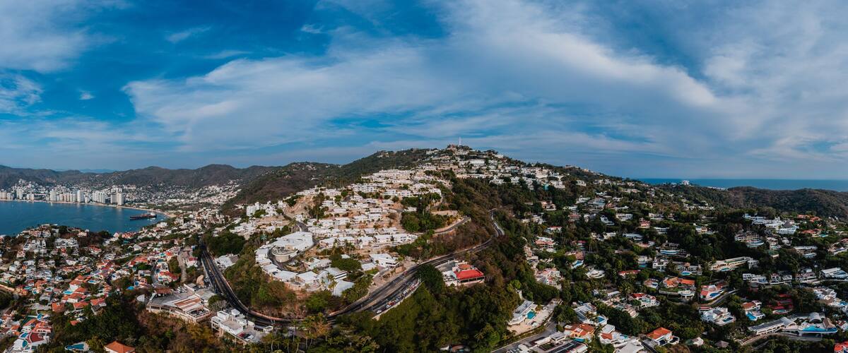 Aerial photograph with a drone of the Las Brisas hotel and residential subdivision in Acapulco Guerrero in the afternoon