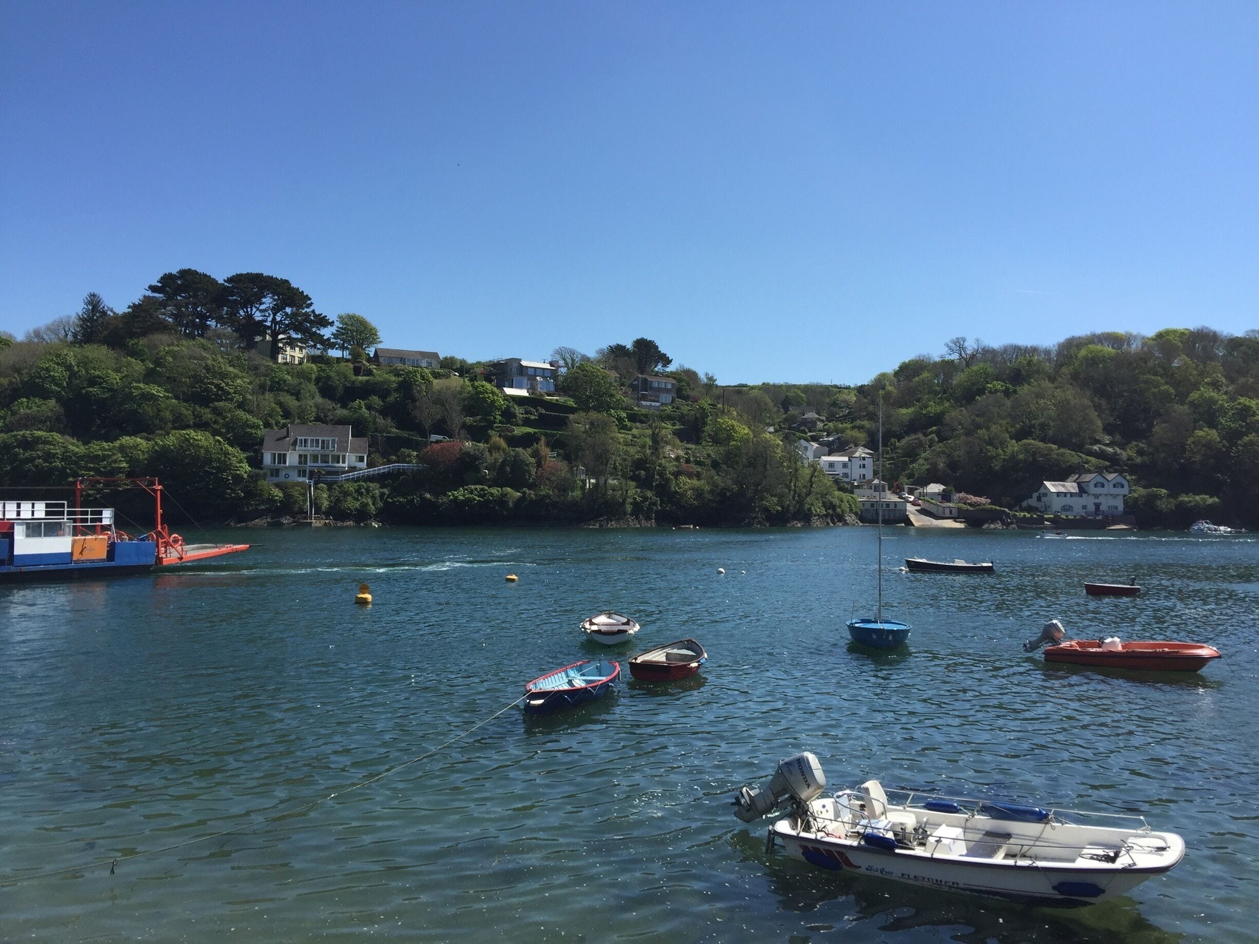 Fowey harbour in Cornwall, UK. Looking across to Boddinick.