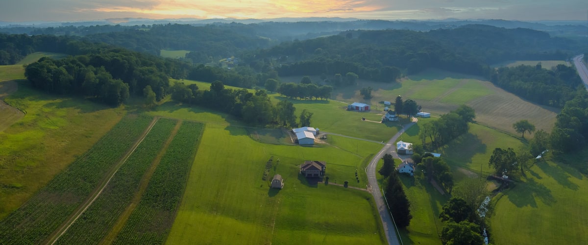 Bentleyville town Landscape of villages on the hills farm house with Pennsylvania, US