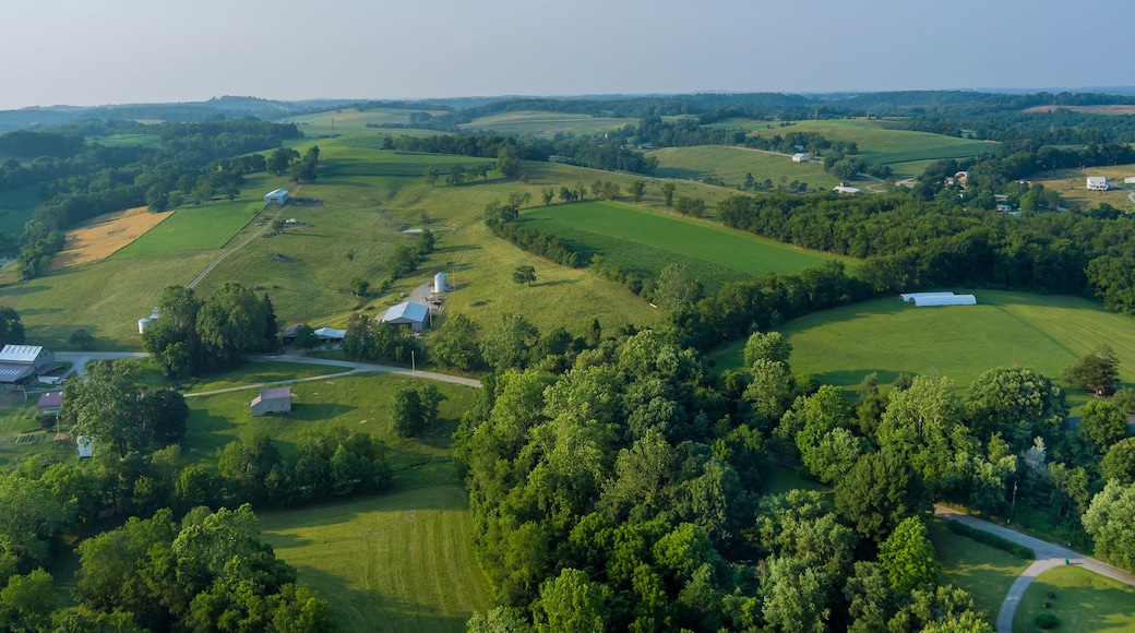 An aerial view of farm farmland in Bentleyville town County Pennsylvania USA