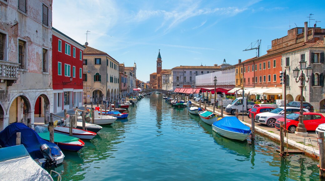 Chioggia Italy, on the Vena canal in the background the church of San Giacomo