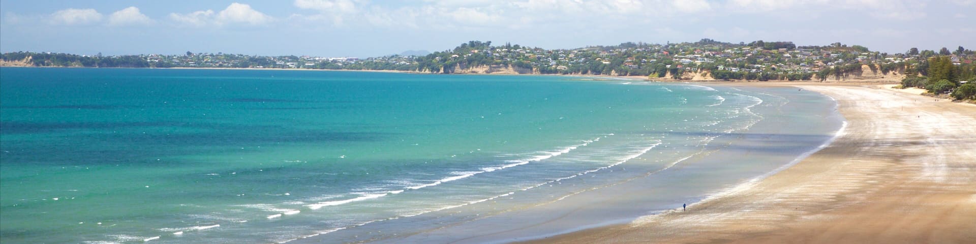 Orewa featuring a bay or harbor and a sandy beach