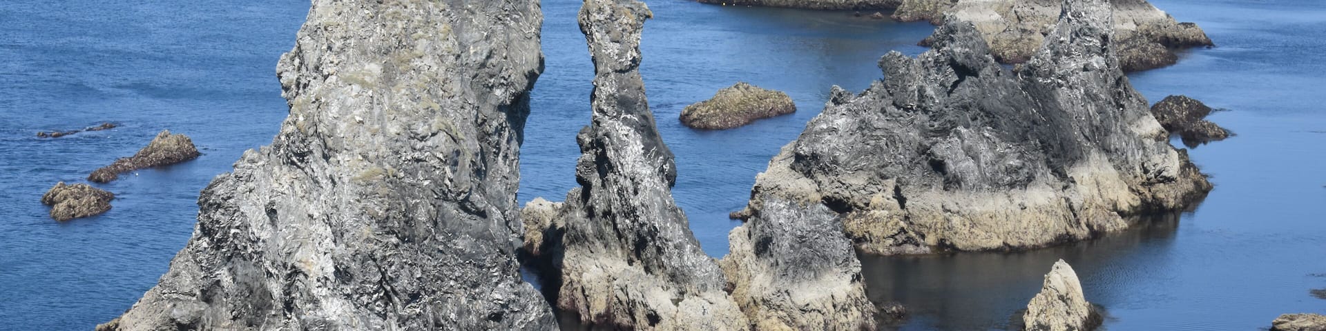 Famous cotton port needles. Aiguilles du Port Coton, Belle-île en Mer, Bretagne, France