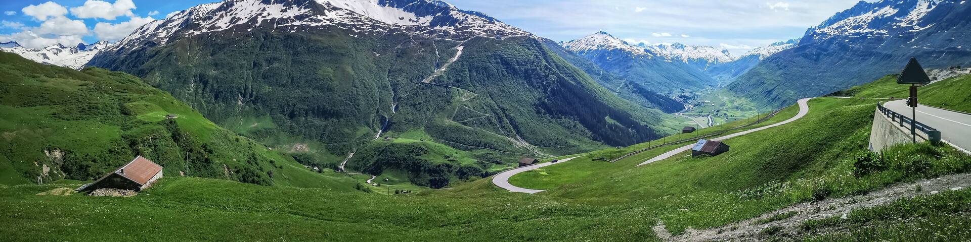 Ultra wide panorama of the Oberalppass
