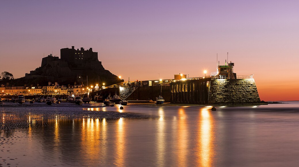 Mont Orgueil is a castle in Jersey that overlooks the harbour of Gorey. It is also called Gorey Castle by English-speakers, and lé Vièr Châté by Jèrriais-speakers