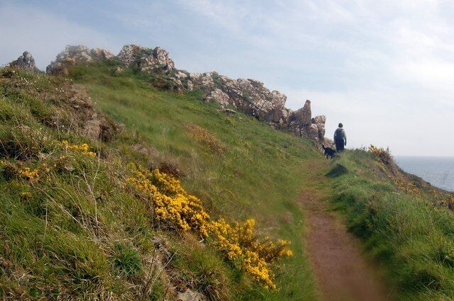 On Chynhalls Point Taken inside the promontory fort on Chynhalls Point.