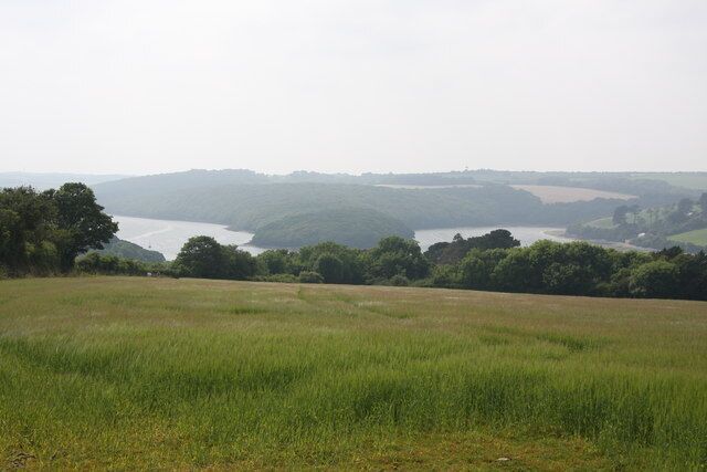 Groyne Point, Helford River Groyne Point in the middle, the main Helford River to the left, and Polwheveral Creek to the right. Unfortunately one would need to be about 20 feet tall to see the seaward end of Groyne Point.