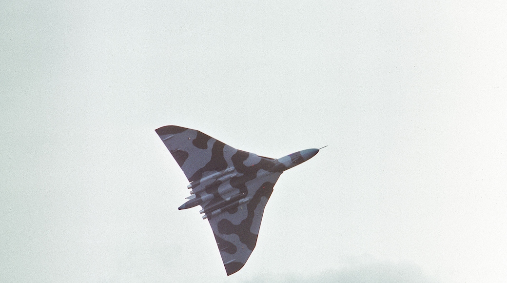 Avro Vulcan bomber at 1990 Leuchars airshow. This would no longer have been in active service by 1990 since (apparently) they were withdrawn in the mid-1980s.