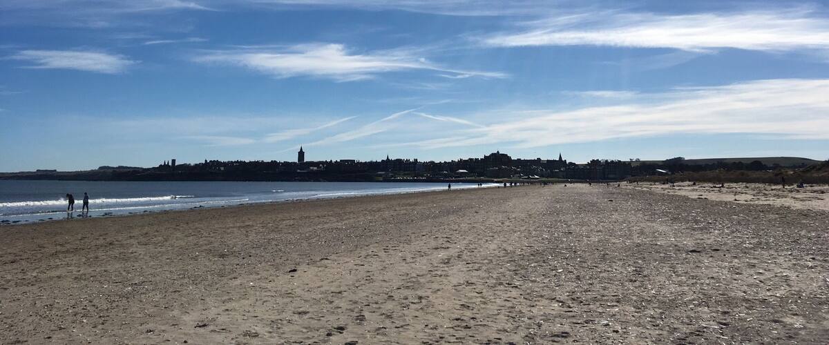 West Sands Beach in St Andrews. A lovely beach situated right next to the golf course. It also has free parking so you can park on the grass, have a walk on the beach and then come back to the grass for a picnic 😊