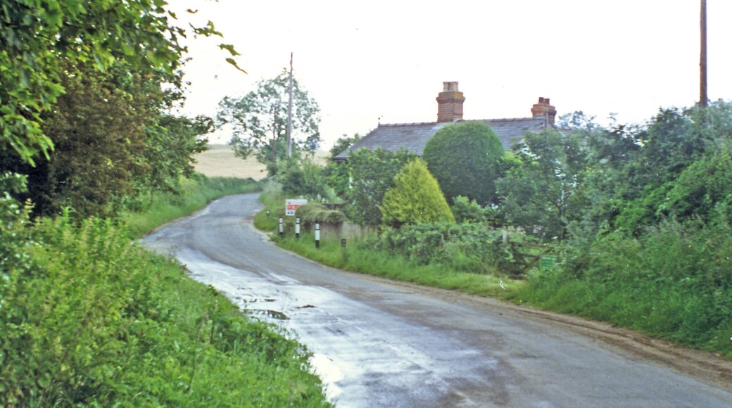 Approaching Honing station (remains), 1997. View NE on the A1151, Station Road, the station having been on the ex-M&GN 'main' line, Melton Constable - North Walsham - Yarmouth (Beach) section, all closed 2/3/59.