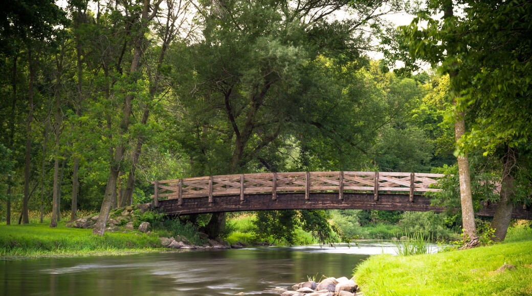 Covered bridge park in Cedarburg Wisconsin during summer