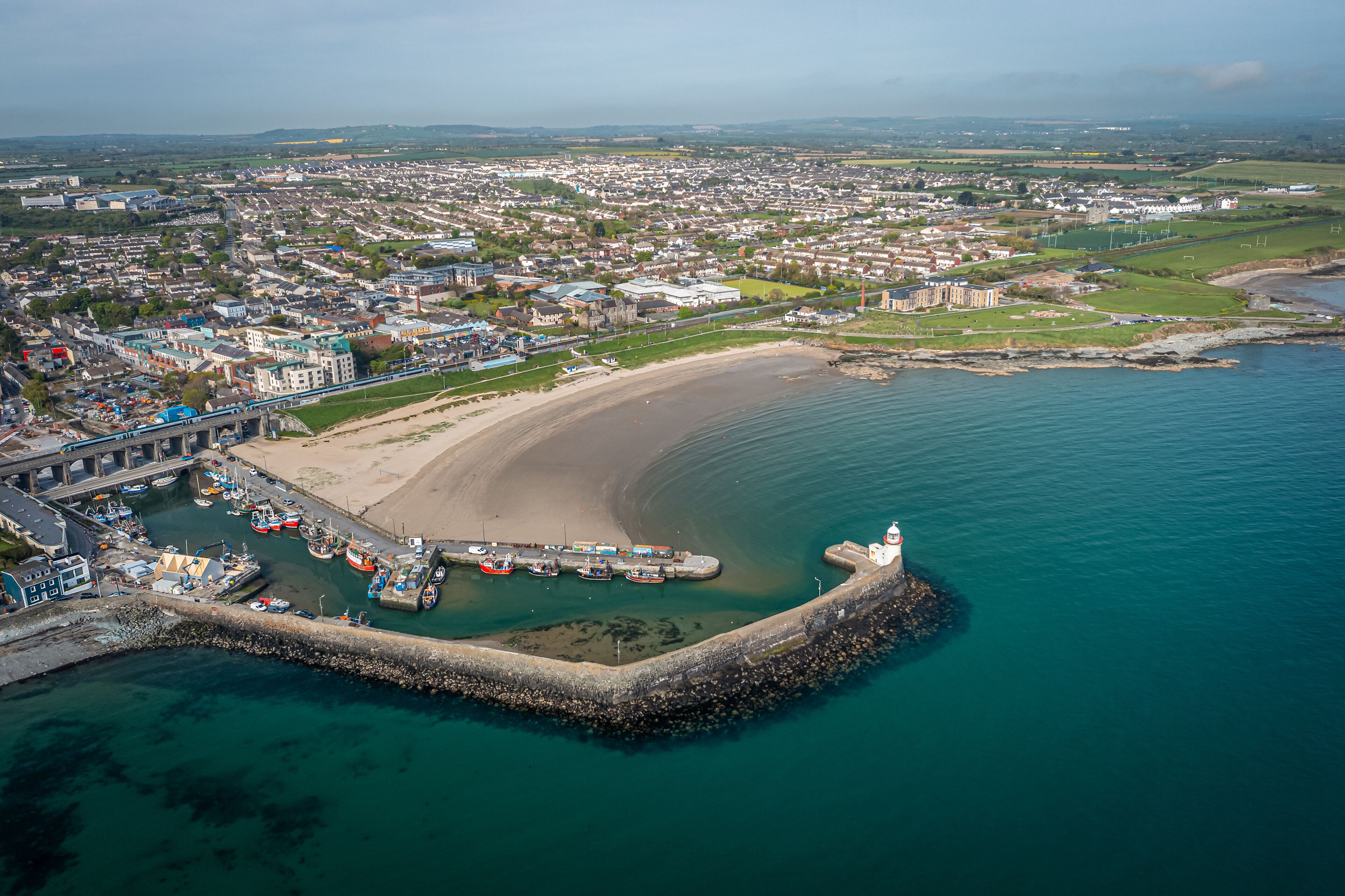 Aerial View Over Balbriggan Harbour, Dublin, Ireland