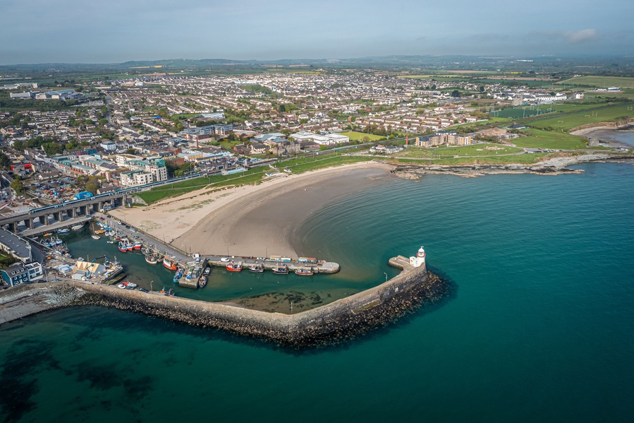 Aerial View Over Balbriggan Harbour, Dublin, Ireland