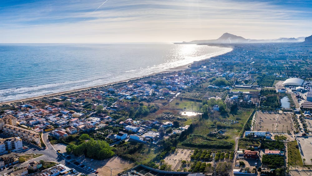 Oliva Nova, Denia beach. Aerial Panorama Photo. Valencia, Spain, Costa del Azahar Oliva
