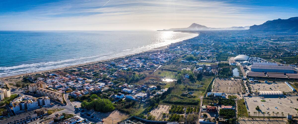 Oliva Nova, Denia beach. Aerial Panorama Photo. Valencia, Spain, Costa del Azahar Oliva