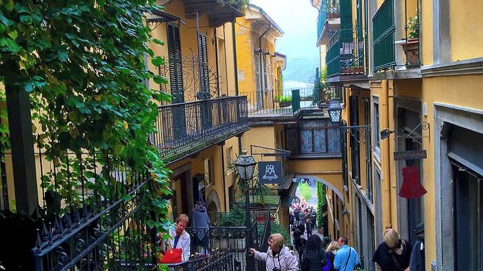 Narrow streets of Bellagio at lake Como, Italy.
Read more on: http://www.travelwithallsenses.com/slow-boat-lake-como/