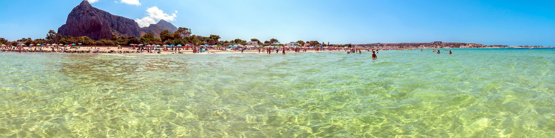 Beach and Mediterranean sea in San Vito Lo Capo, Sicily, Italy