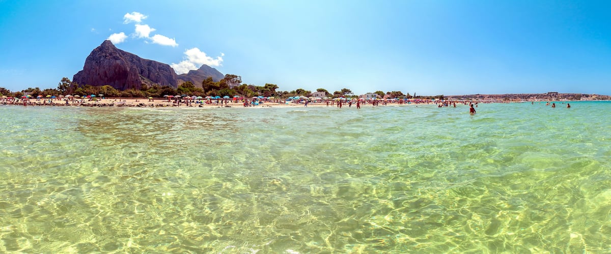 Beach and Mediterranean sea in San Vito Lo Capo, Sicily, Italy