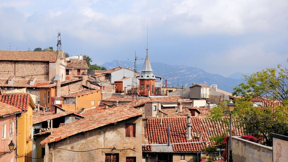 Rooftops of old town, Berga, Barcelona, Spain