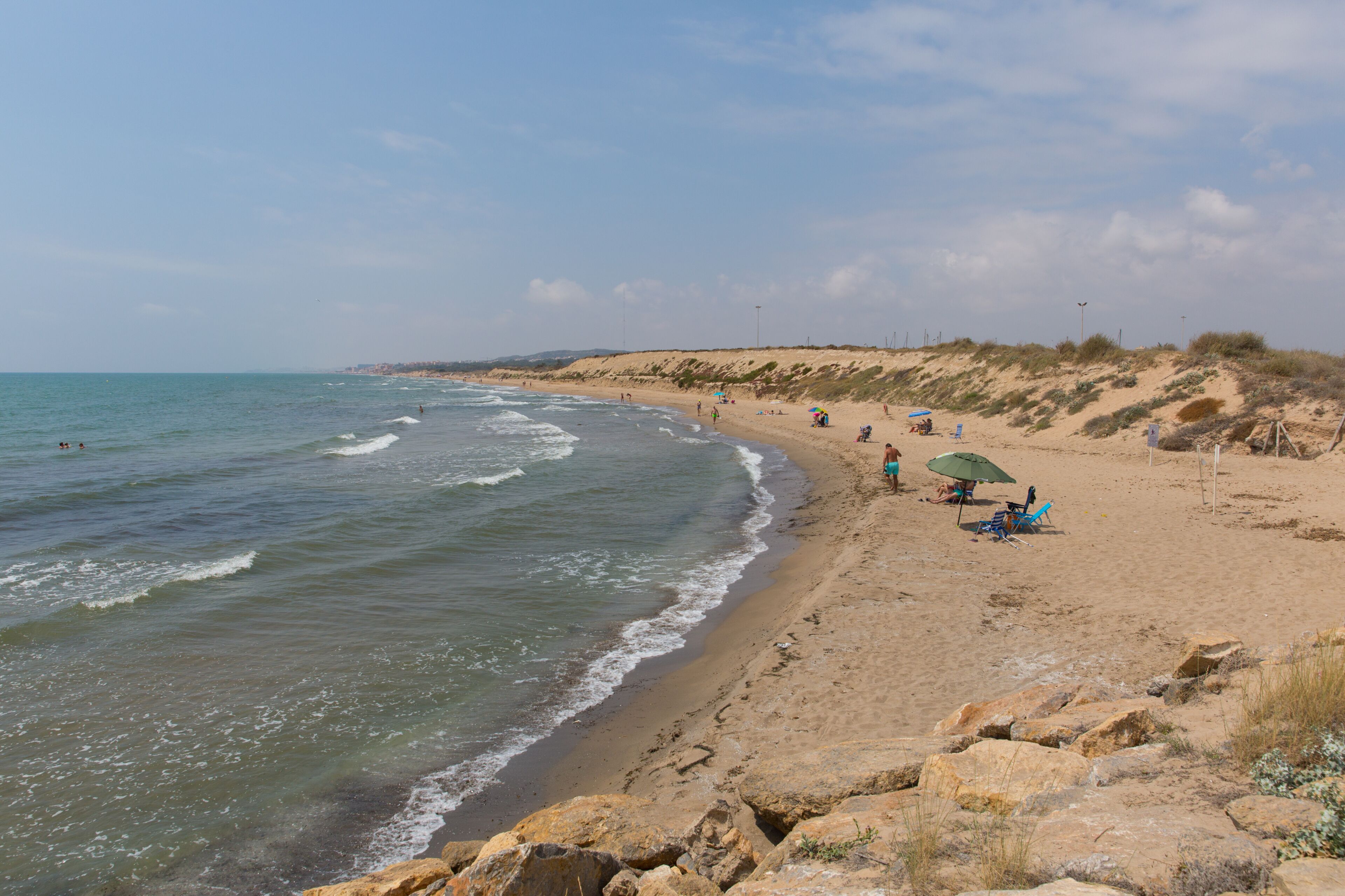 Beach view from Faro del Puerto north of Guardamar del Segura Costa Blanca Spain near to Marina de las Dunas