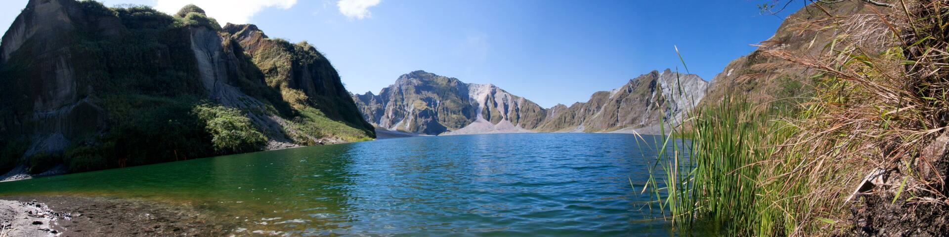 Panoramic shot of the crater lake of the volcano Mt. Pinatubo in Zambales , Philippines.