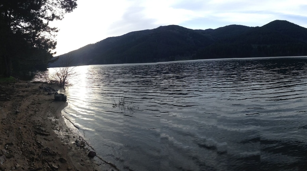 Una videata panoramica del Lago Ampollino situato all'interno del Parco Nazionale della Sila.