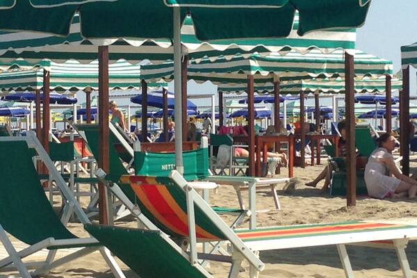 Beaches of Marina di Pietrasanta are lined with beach clubs where you must pay a small fee for access. They range from just a few euros, like this one, to the more luxurious ones that are quite expensive. Still makes for a lovely day at the beach.