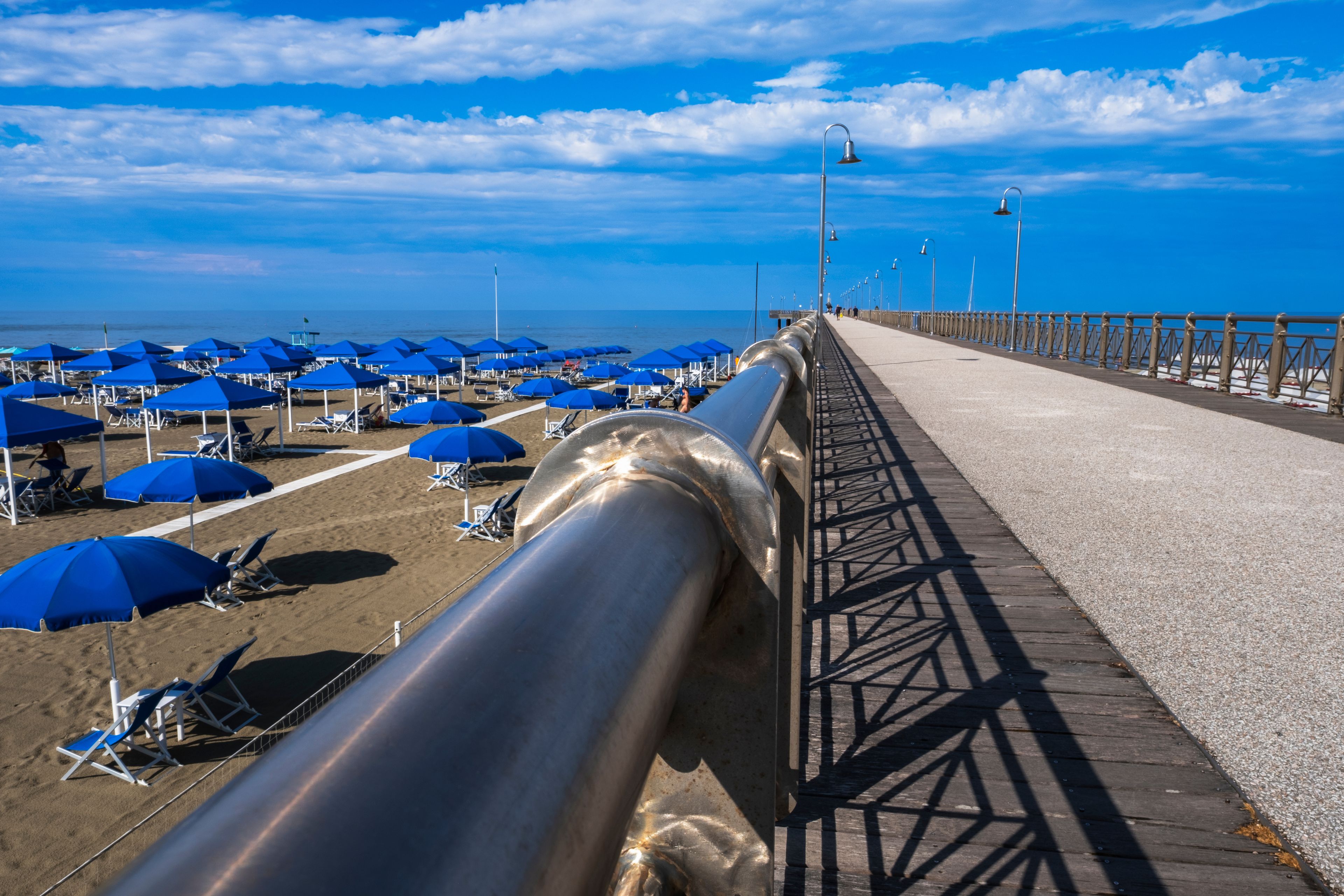 Pontile di Tonfano in Marina di Pietrasanta, Versilia, Tuscany, Italy.