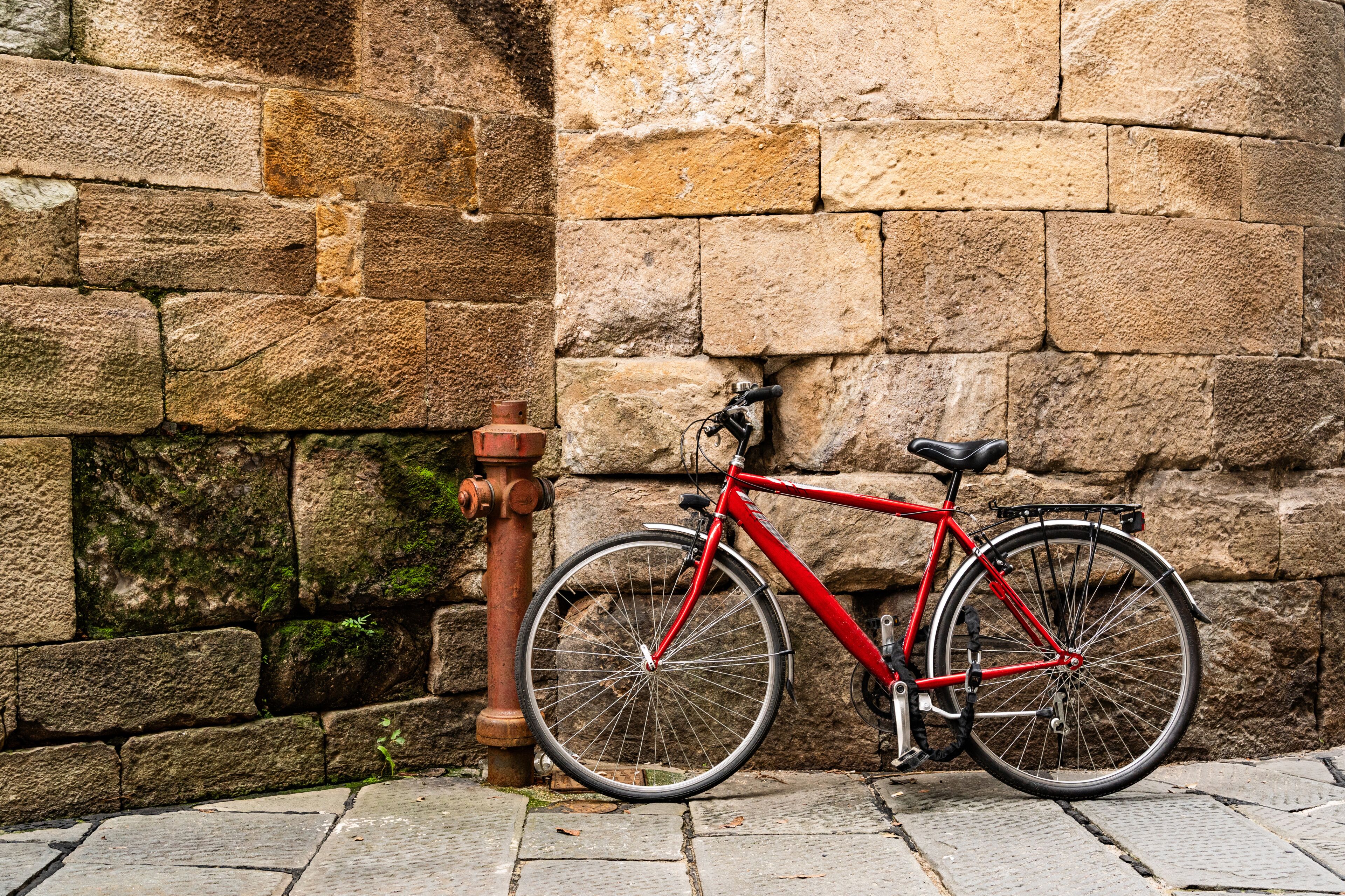 the old street of the old town of Lucca with the medieval architecture. Tuscany