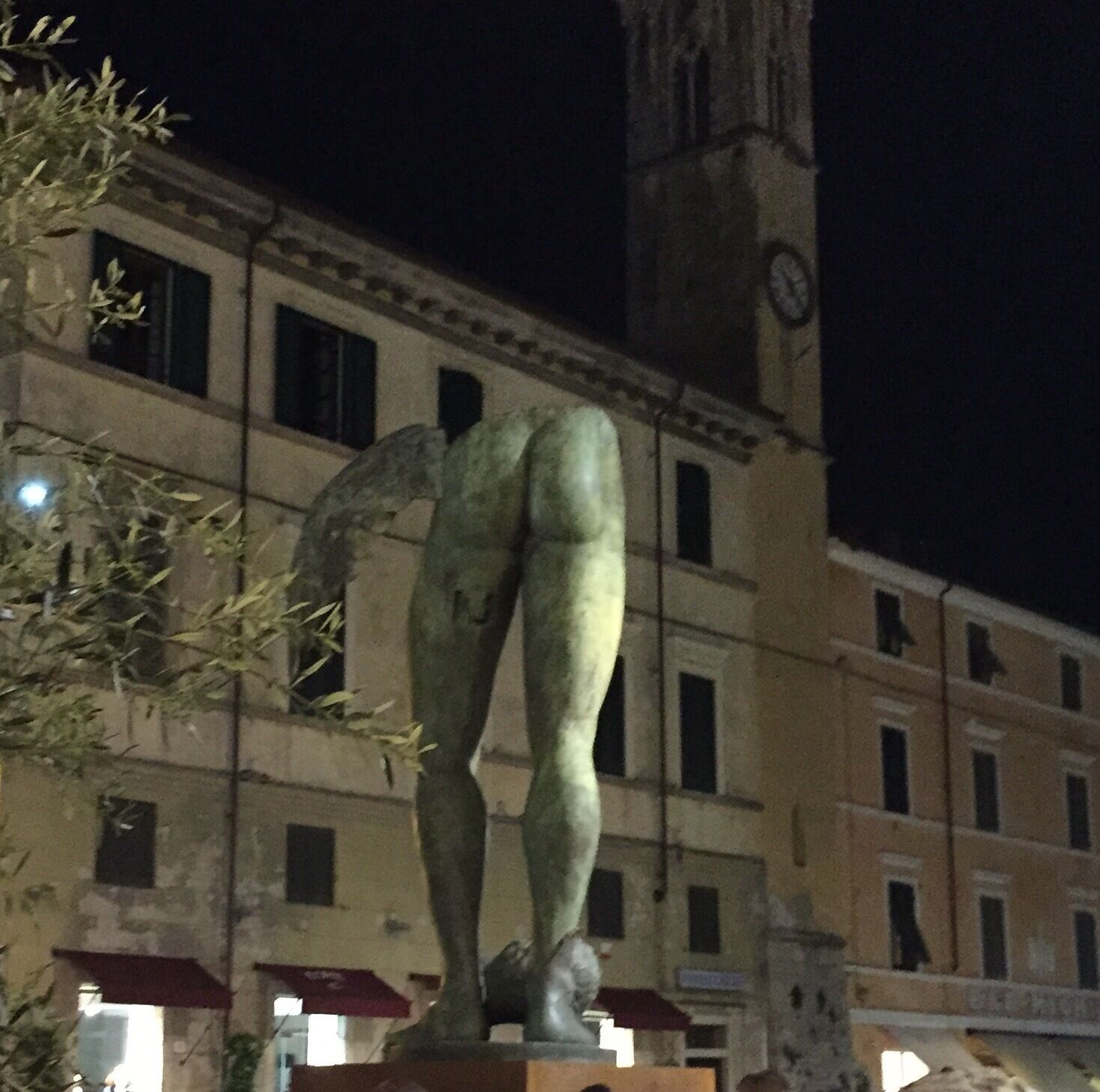 This is the square in front of the Cathedral.  It's in the center of town in the pedestrian zone.  Great statues of fallen angels, I think.