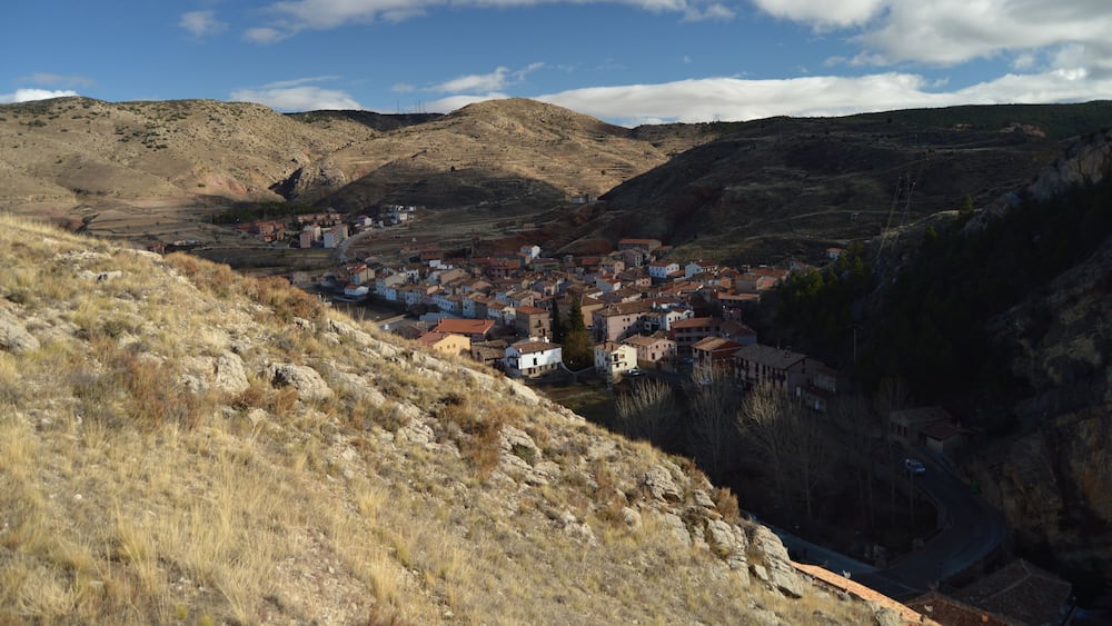 December 28, 2013. Albarracin, Teruel, Aragon, Spain. Albarracin Village View From The Castle. History, Travel, Nature, Landscape, Vacation, Architecture.