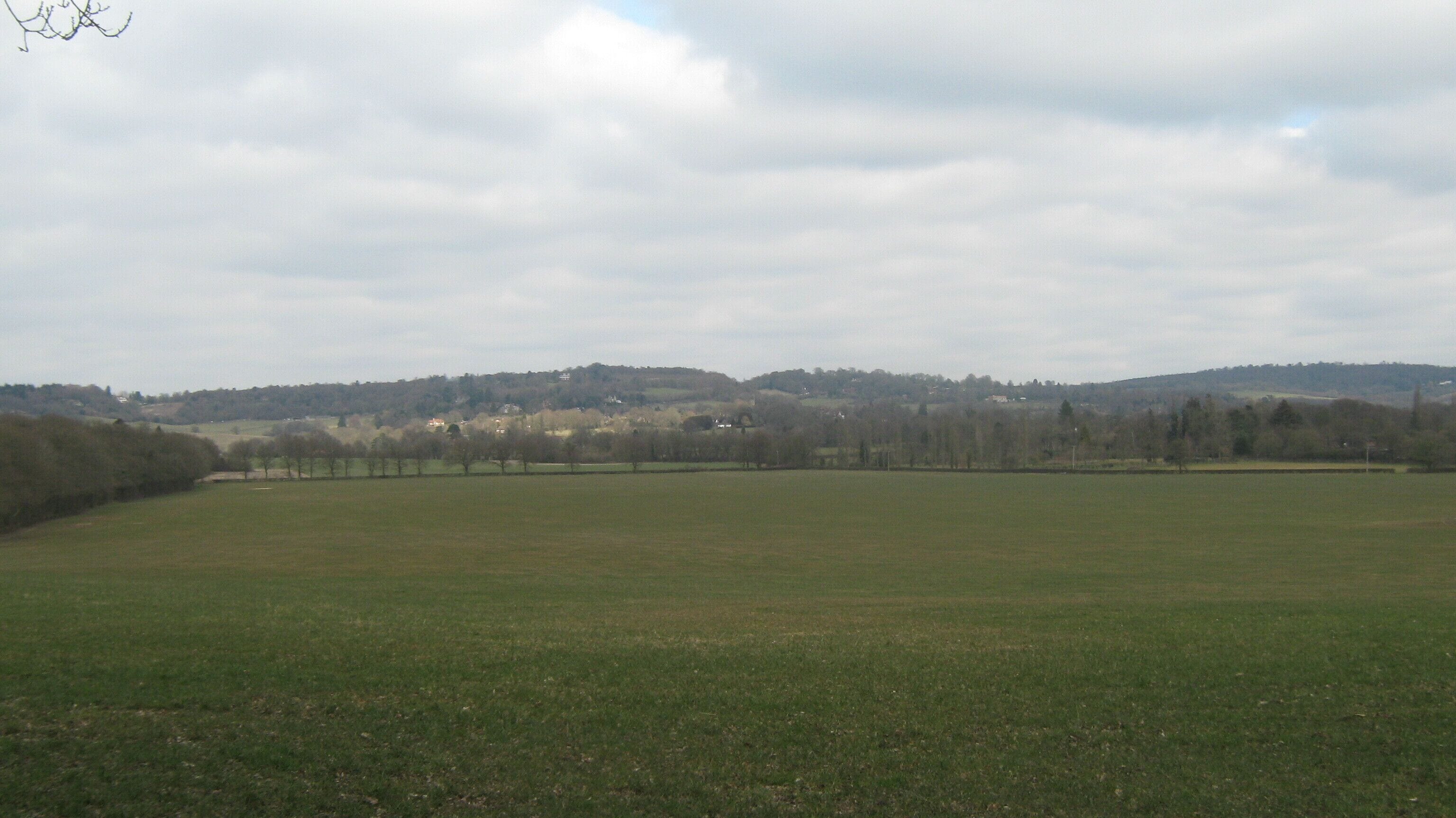 View from Hole Lane Looking northwards towards Crockham Hill (on the left) and Mariners Hill (in the middle) and Toys Hill (on the right). All three are on the Greensand Ridge.