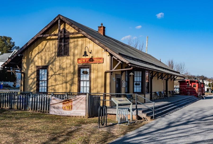 New Freedom Train Station on a Cold Winter Day, York County, Pennsylvania, USA