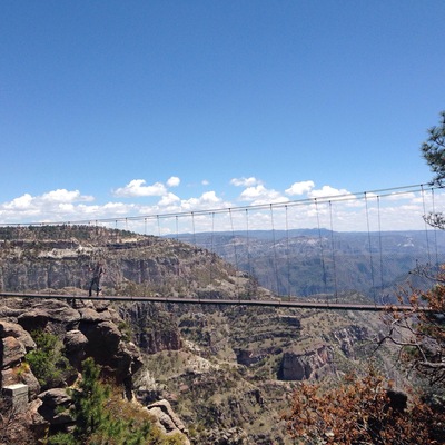 Just 3 Minutes from the Chepe Train Station Divisadero you'll find this little suspension bridge with a stunning copper canyon view! www.woanderssein.com