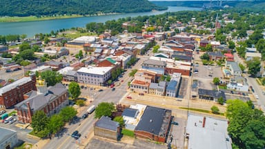 Aerial View of Historic Madison Indiana on the Ohio River