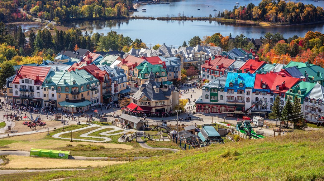 Colorful Mont Tremblant Village in Autumn with Fall Foliage and Lake, Quebec Canada
